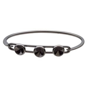 Bracelet, Almost Instant Jewelry&reg;, bangle, black-finished brass, 11mm wide with (3) SS39 rivoli glue-in settings and latch bar, 8 inches. Sold individually.