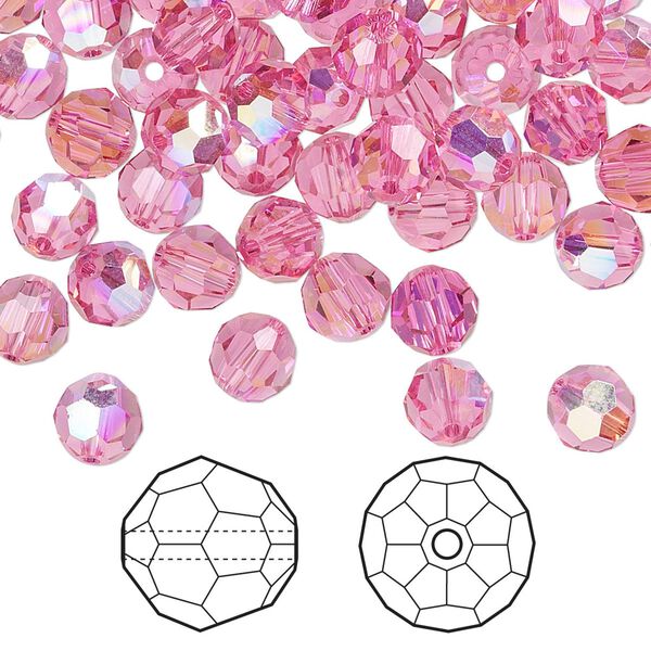 Bead 144pk rose AB, Crystal Passions&reg; 6mm round 5000 image number 0