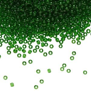 Seed bead, TOHO BEADS&reg;, glass, pkg/7.5g, #11 round, transparent grass green (TR-11-7B).