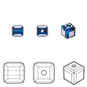 Bead 144pk dark sapphire, Swarovski&reg; ReCreated&trade; 6mm cube 5601
