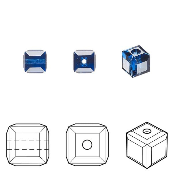Bead 144pk dark sapphire, Swarovski&reg; ReCreated&trade; 6mm cube 5601 image number 0