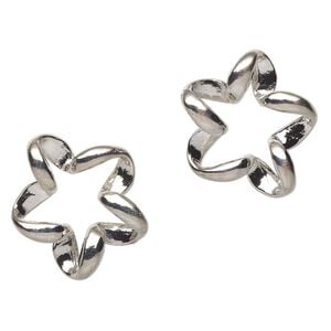 Focal, imitation rhodium-finished "pewter" (zinc-based alloy), 30-32mm twisted open star. Sold per pkg of 2.