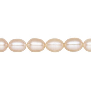 Freshwater pearl 1pkg1 rice, 15.5-16 inch apricot 6-7mm cultured
