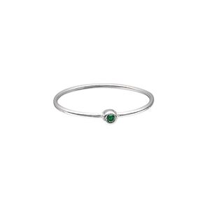 Ring, Create Compliments&reg;, cubic zirconia and sterling silver, emerald green, 3mm wide, size 9. Sold individually.