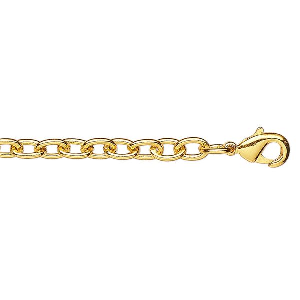 Chain 1pkg10 gold-plated cable, 3.5mm heavy / lobster claw clasp, steel 18 inch image number 0