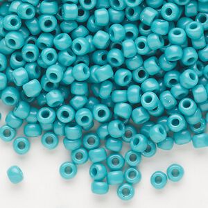 Seed bead, Dyna-Mites&trade;, glass, opaque turquoise blue, #6 round. Sold per 40-gram pkg.