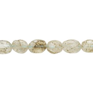 Aquamarine 1pkg1, hand-cut flat oval bead 14 inch 7x5mm-9x6mm