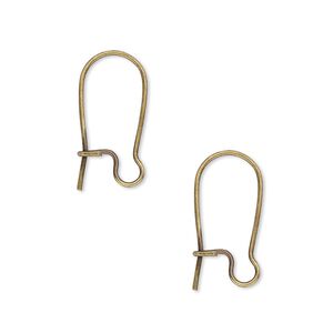 Ear wire kidney 1pkg100 antique gold-plated, 18mm / open loop, 21 gauge brass 50 pair