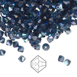 Bead 144pk Montana AB, Preciosa Czech crystal 4mm bicone