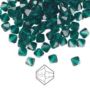 Bead 144pk emerald, Preciosa Czech crystal 5mm bicone