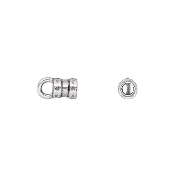 Crimp end 1pkg2 silver-plated pewter, 6x5mm tube / loop / 2.7mm inside diameter, antiqued / JBB Findings image number 0