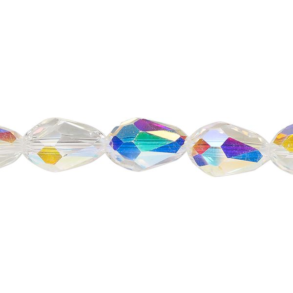Bead Celestial Crystal&reg; 1pkg40, 11X7.5mm-12X8mm teardrop / 66 facets, translucent clear AB image number 0