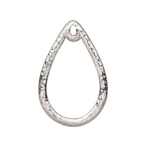 Drop, TierraCast&reg;, "Hammertone" collection, white bronze-plated pewter (tin-based alloy), 31x20mm hammered open teardrop. Sold per pkg of 20.