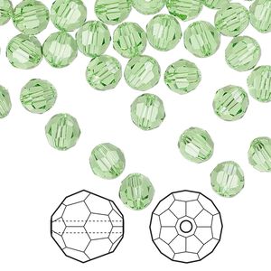 Bead 144pk peridot, Crystal Passions&reg; 6mm round 5000