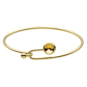 Bracelet, Almost Instant Jewelry&reg;, bangle, gold-finished brass, 17mm wide with SS39 rivoli glue-in setting and hook closure, 8 inches. Sold individually.