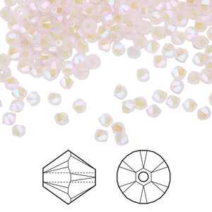 Bead 1440pk rose water opal shimmer 2X, Swarovski&reg; 3mm XILION bicone 5328