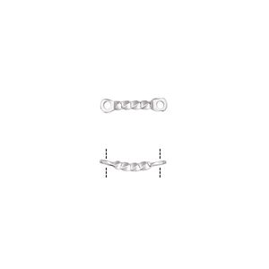 Link, silver-plated brass, 22x4mm twisted curved bar. Sold per pkg of 10.