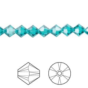 Bead 24pk blue zircon, Crystal Passions&reg; 6mm bicone 5328