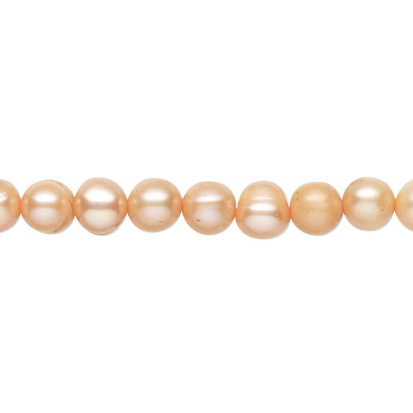 Pearl 1pkg1 freshwater, 6-7mm semi-round potato 15.5-16 inch cultured orange image number 0
