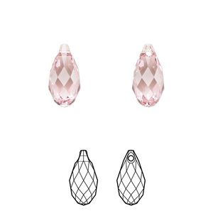 Briolette 144pk light rose, Swarovski&reg; 13x6.5mm pendant drop 6010