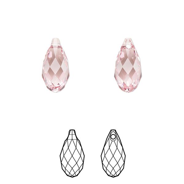 Briolette 144pk light rose, Swarovski&reg; 13x6.5mm pendant drop 6010 image number 0