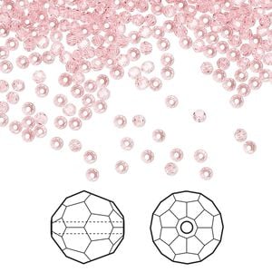 Bead 1440pk light rose, Swarovski&reg; 2mm round 5000