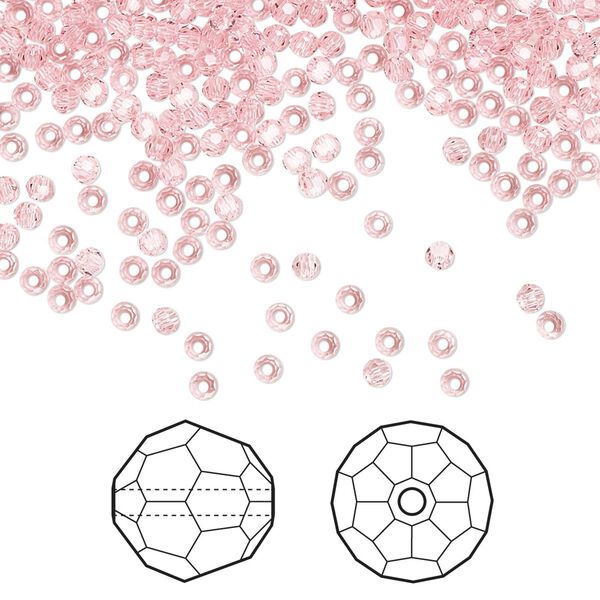 Bead 1440pk light rose, Swarovski&reg; 2mm round 5000 image number 0