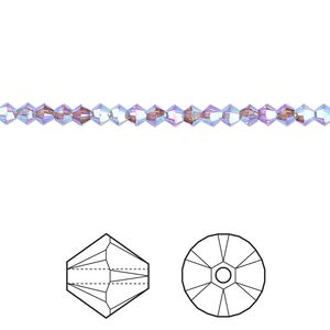 Bead 48pk iris AB 2X, Crystal Passions&reg; 3mm bicone 5328