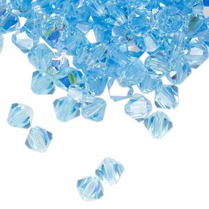 Bead 288pk aquamarine AB, Preciosa Czech crystal 6mm bicone
