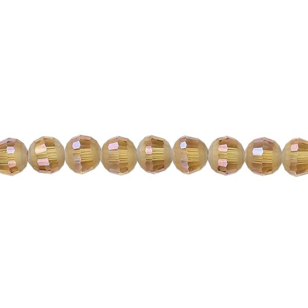 Bead 1pk 96 facets translucent golden champagne AB half-matte, Celestial Crystal&reg; 6mm round 8 inch image number 0
