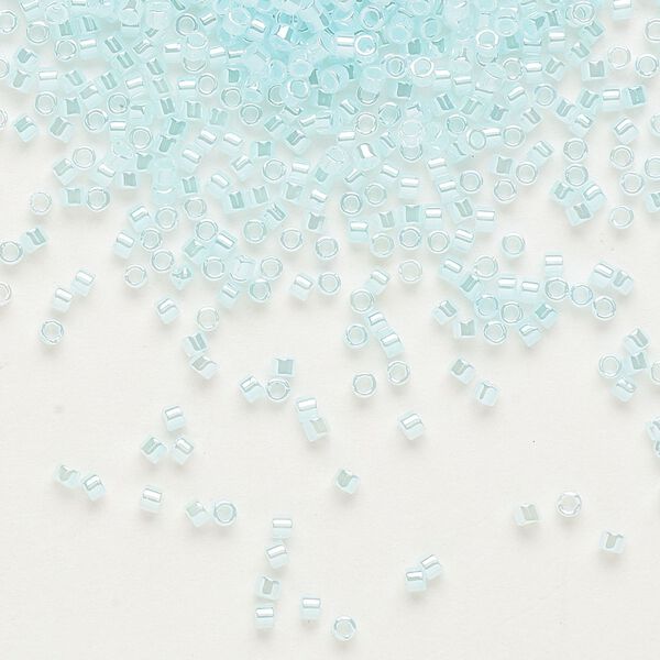 Seed bead, Delica&reg;, glass, pkg/50g, #11 round, opaque inside dyed color luster light aqua (DB-0239). image number 0