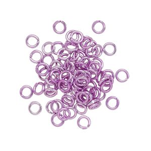 Jump ring 1pkg100 aluminum, 4mm round, 20 gauge / 2.4mm inside diameter / light purple