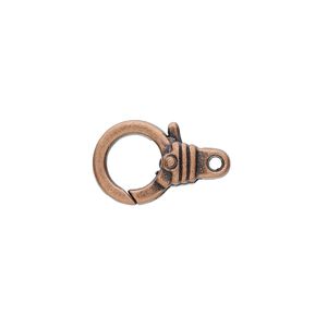 Clasp lobster claw 1pkg8 copper-plated "pewter" (zinc alloy), 18.5x11.5mm double-sided, antique 1-strand