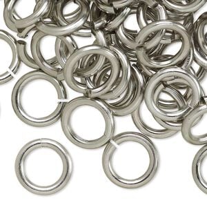 Jump ring 1pkg100 aluminum, 12mm round, 12 gauge / 7.9mm inside diameter / metallic grey