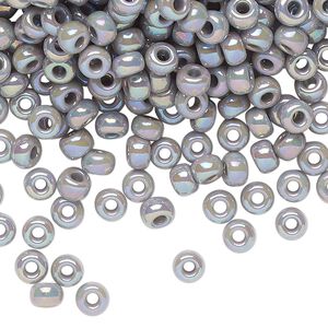 Seed bead, Miyuki, glass, pkg/25g, #6 rocaille, opaque rainbow ghost grey, (RR-489).
