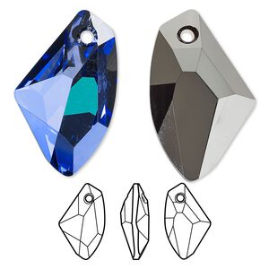 Focal 6pk crystal Bermuda blue P, Swarovski&reg; 39x24mm pendant galactic vertical 6656