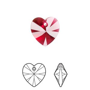 Drop 144pk scarlet, Swarovski&reg; 14mm pendant heart 6228