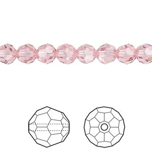 Bead 144pk light rose, Crystal Passions&reg; 6mm round 5000