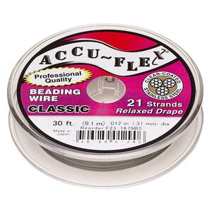 Beading wire, Accu-Flex&reg;, nylon and stainless steel, clear, 21 strand, 0.012-inch diameter. Sold per 30-foot spool.