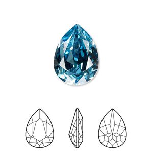 Fancy stone 48pk aquamarine foil back, Swarovski&reg; 18x13mm pear 4320