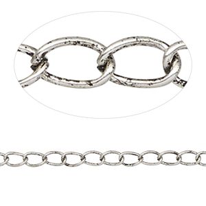 Chain 1pkg1 silver-plated curb, 4mm, antique steel 25 foot unfinished