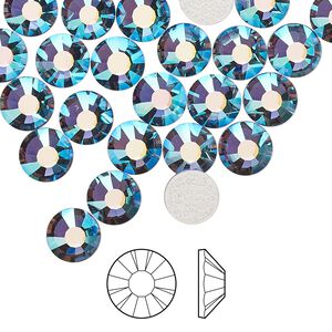 Flat back 144pk denim blue AB foil back, Preciosa MAXIMA Czech crystal hotfix rhinestone 7.069-7.272mm chaton rose round SS34