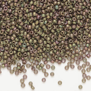 Seed bead, Miyuki, glass, 1pkg250g, #11 rocaille, opaque matte glazed luster bronze (RR-2035)