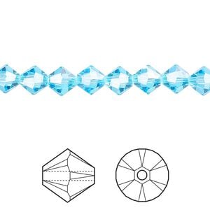 Bead 24pk aquamarine, Crystal Passions&reg; 6mm bicone 5328