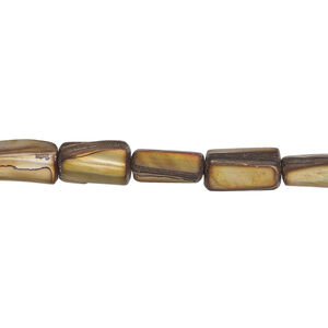 Mother-of-pearl shell 1pkg1, stick bead 15 inch bronze 9x5mm-11x7mm