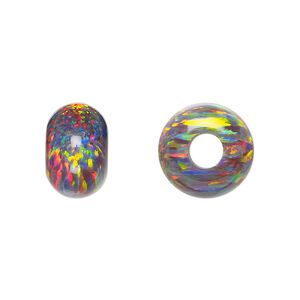 Bead, Dione&reg;, Mexican "opal" (silica and epoxy) (man-made), multicolored, 14x9mm rondelle. Sold individually.