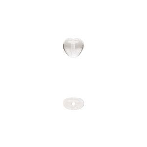 Bead, Czech pressed glass, clear, 6.5x6mm heart. Sold per 15-1/2" to 16" strand, approximately 65 beads.