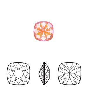 Fancy stone 6pk crystal orange glow DeLite, Crystal Passions&reg; 10mm cushion 4470