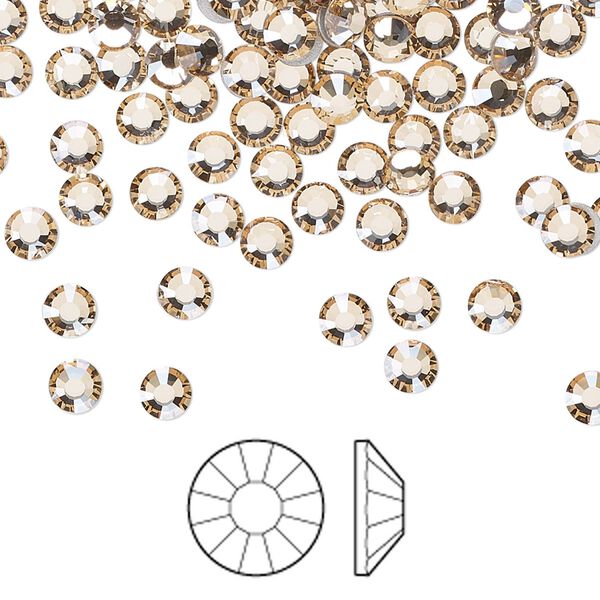 Flat back 144pk crystal honey foil back, Preciosa Viva 12&reg; Czech crystal rhinestone 3.8-4mm chaton rose round SS16 image number 0