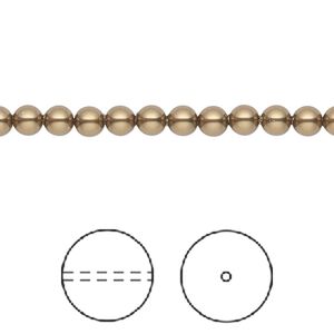 Pearl 500pk antique brass, Swarovski&reg; 4mm round 5810